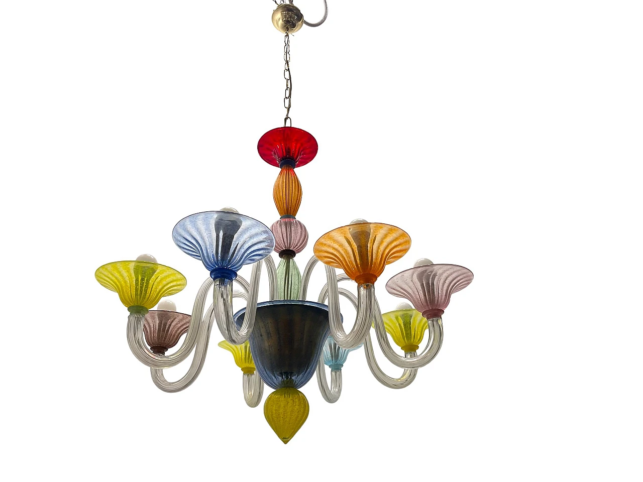 Multicolored Murano glass chandelier, 1980s 1