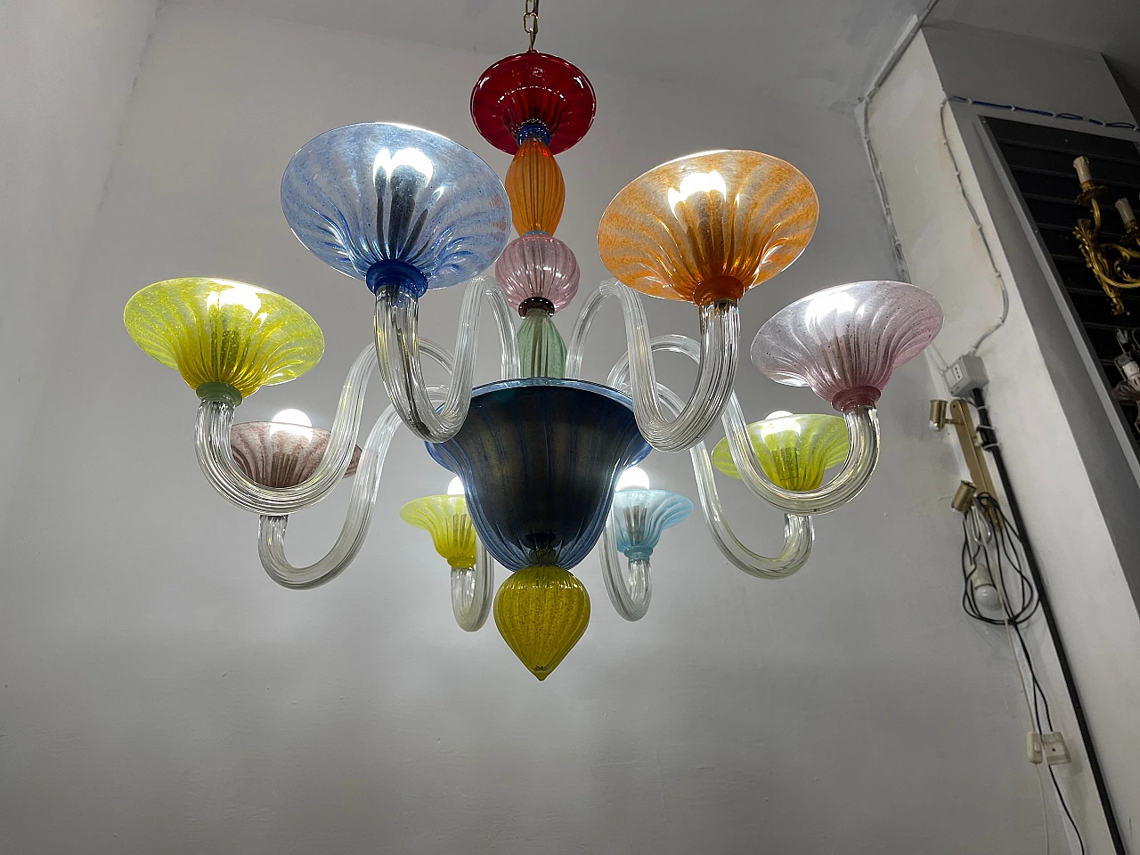 Multicolored Murano glass chandelier, 1980s 9