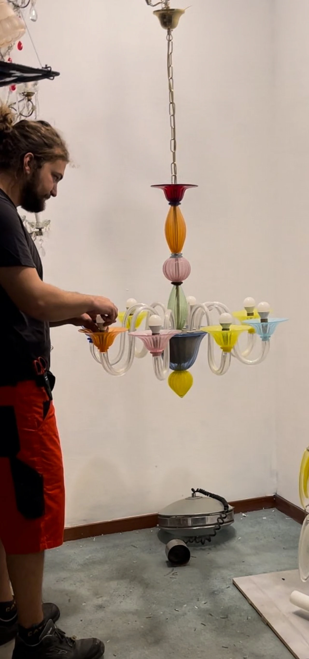 Multicolored Murano glass chandelier, 1980s 10
