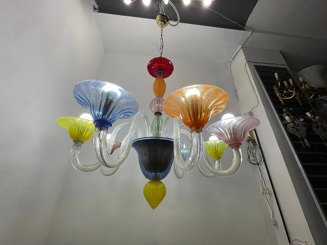Multicolored Murano glass chandelier, 1980s 11