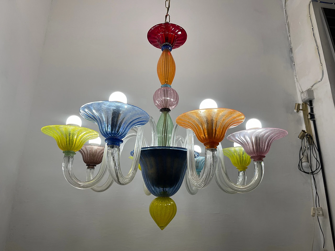 Multicolored Murano glass chandelier, 1980s 14