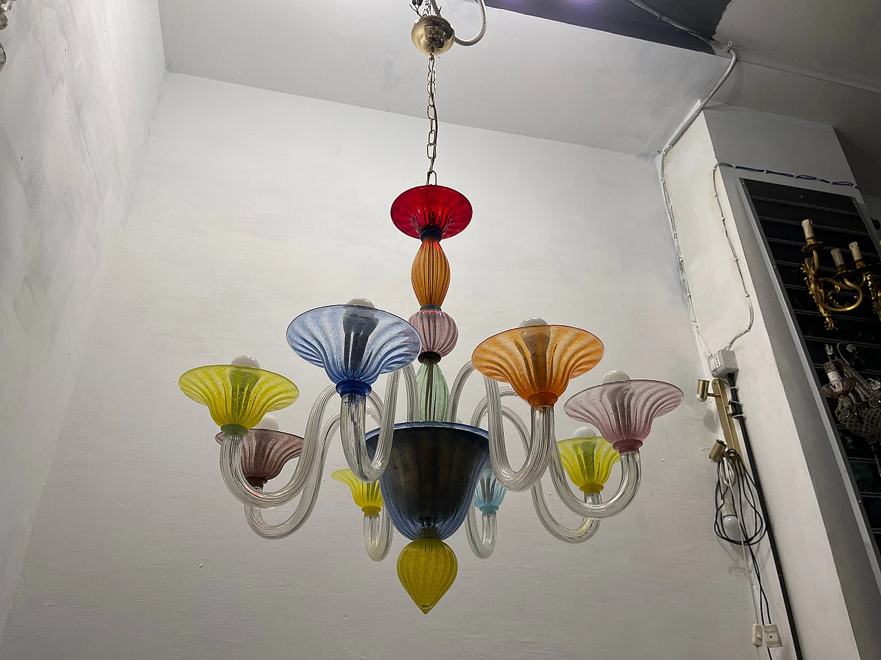 Multicolored Murano glass chandelier, 1980s 15