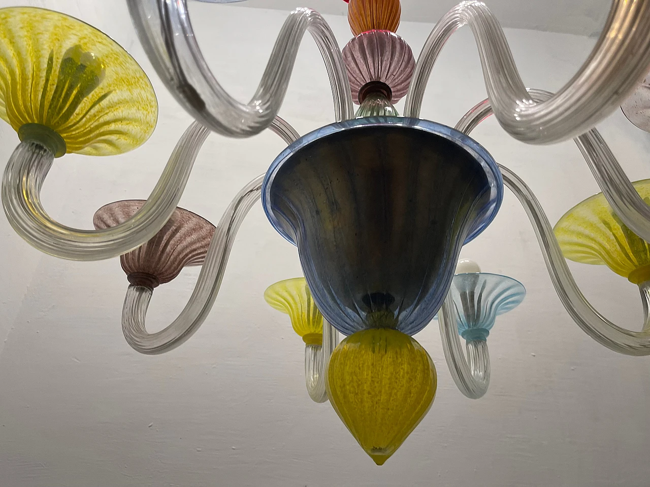 Multicolored Murano glass chandelier, 1980s 16