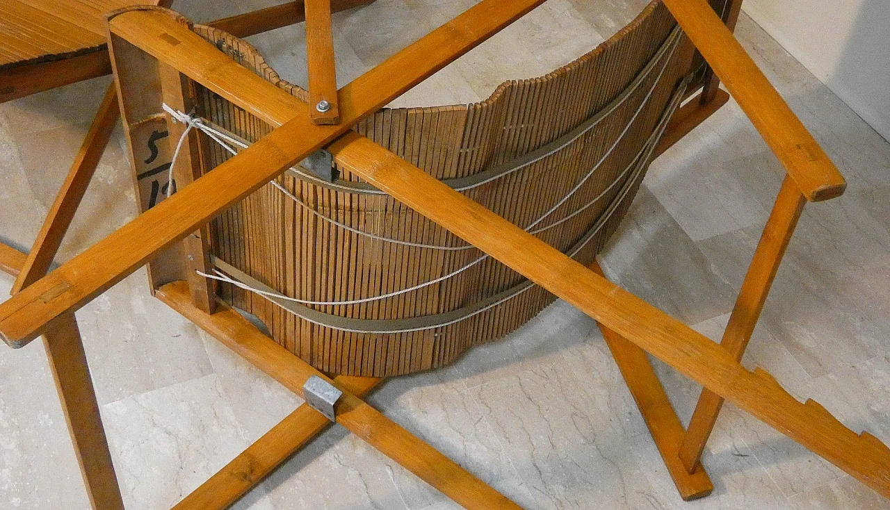Sedia a sdraio pieghevole e chaise longue in bambù, anni '50 18