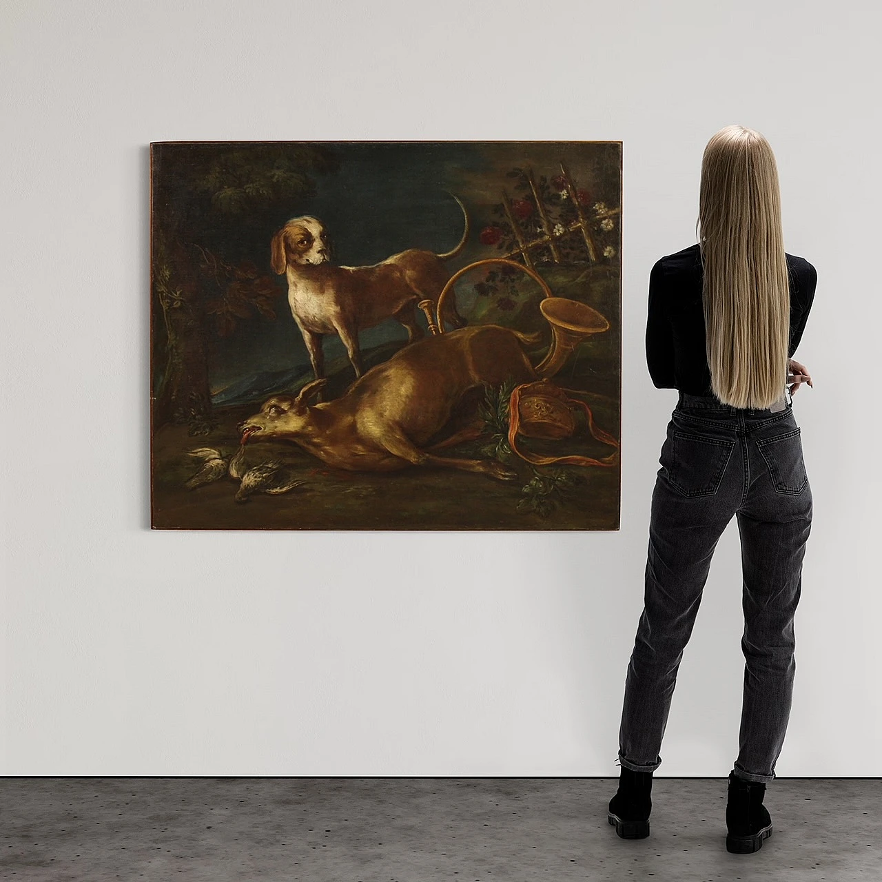 Scena di caccia, dipinto a olio su tela, seconda metà del '700 3