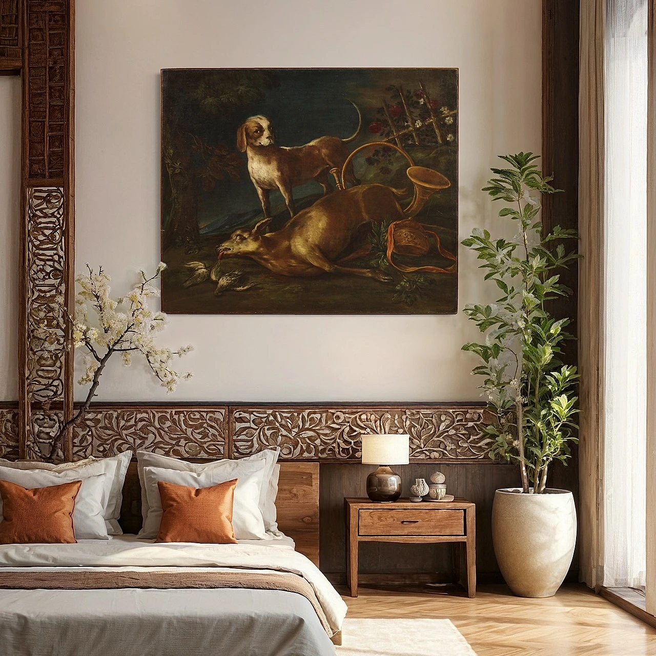 Scena di caccia, dipinto a olio su tela, seconda metà del '700 10