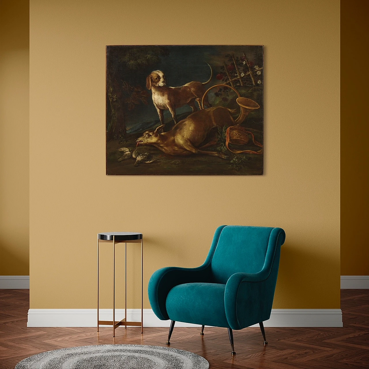 Scena di caccia, dipinto a olio su tela, seconda metà del '700 13