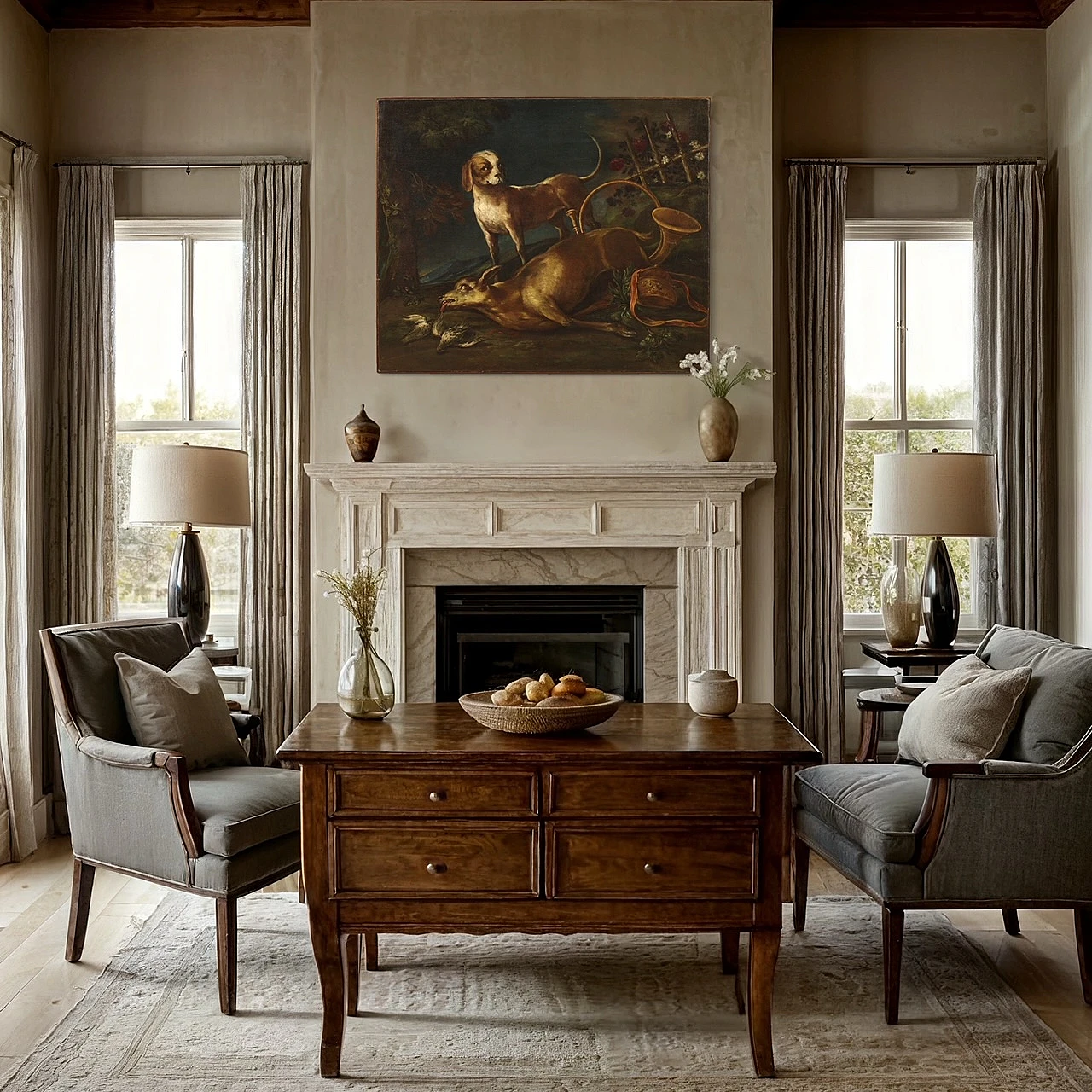 Scena di caccia, dipinto a olio su tela, seconda metà del '700 15