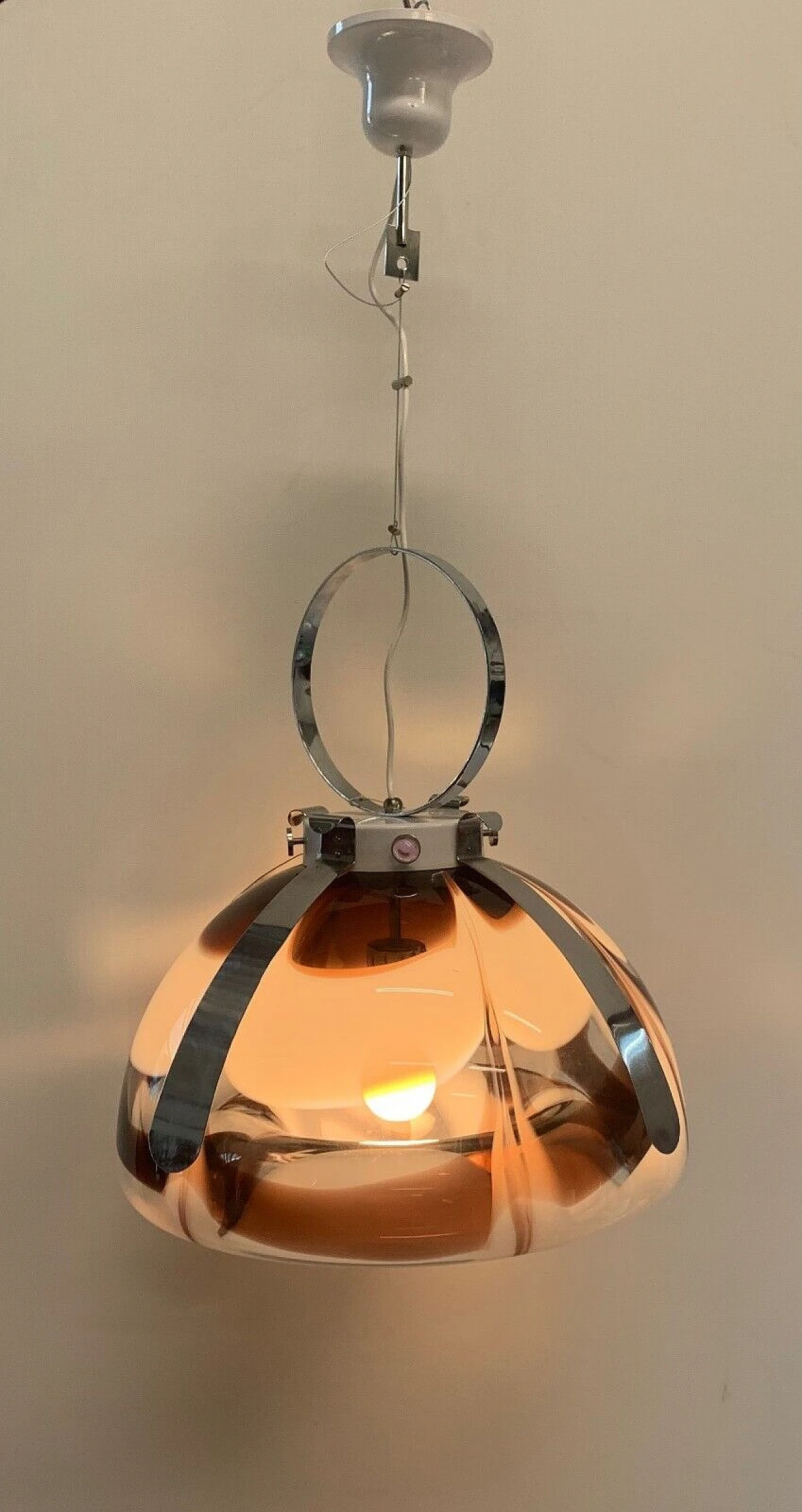 Chandelier with chromed structure, 70s 1