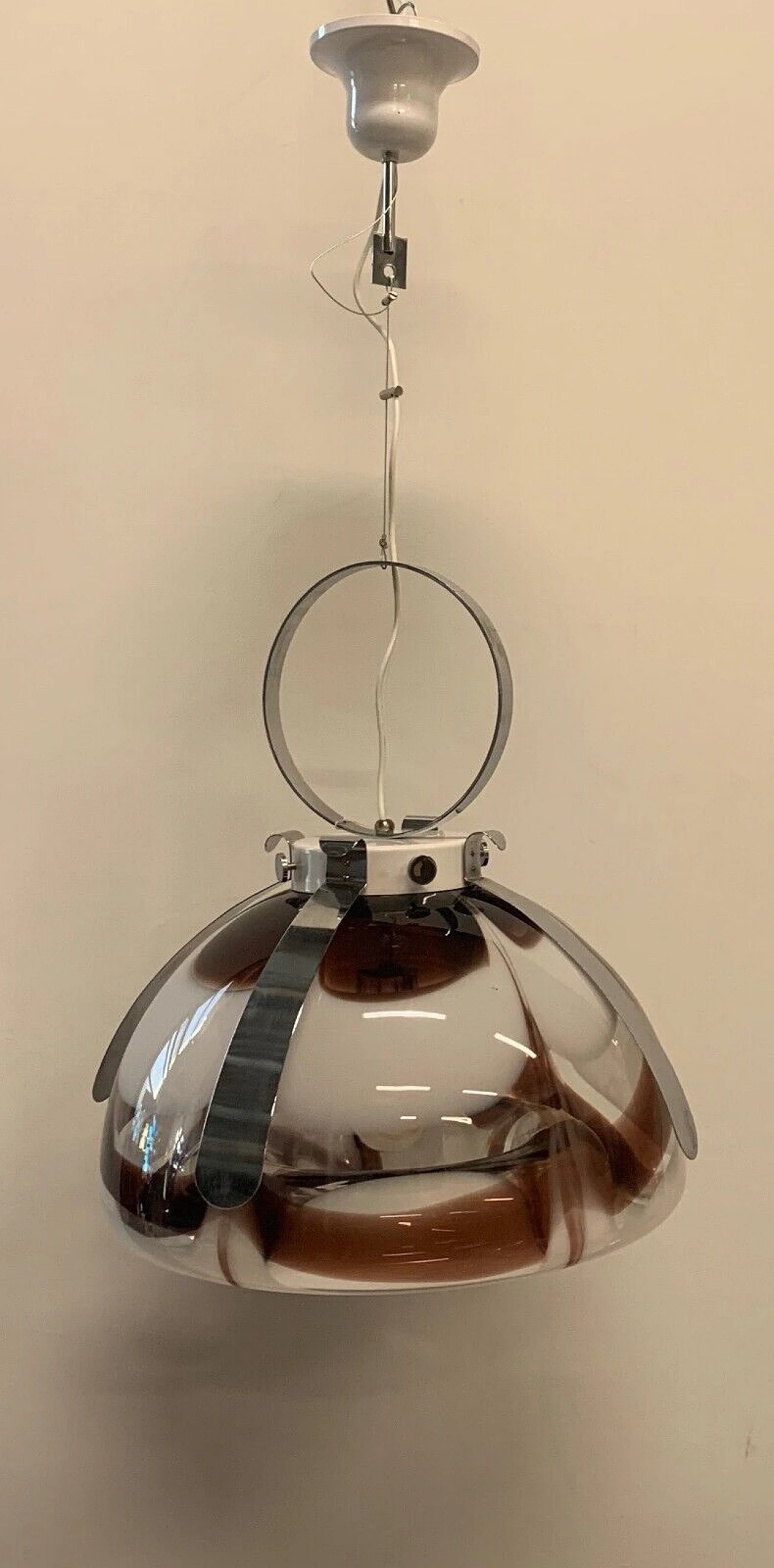 Chandelier with chromed structure, 70s 2