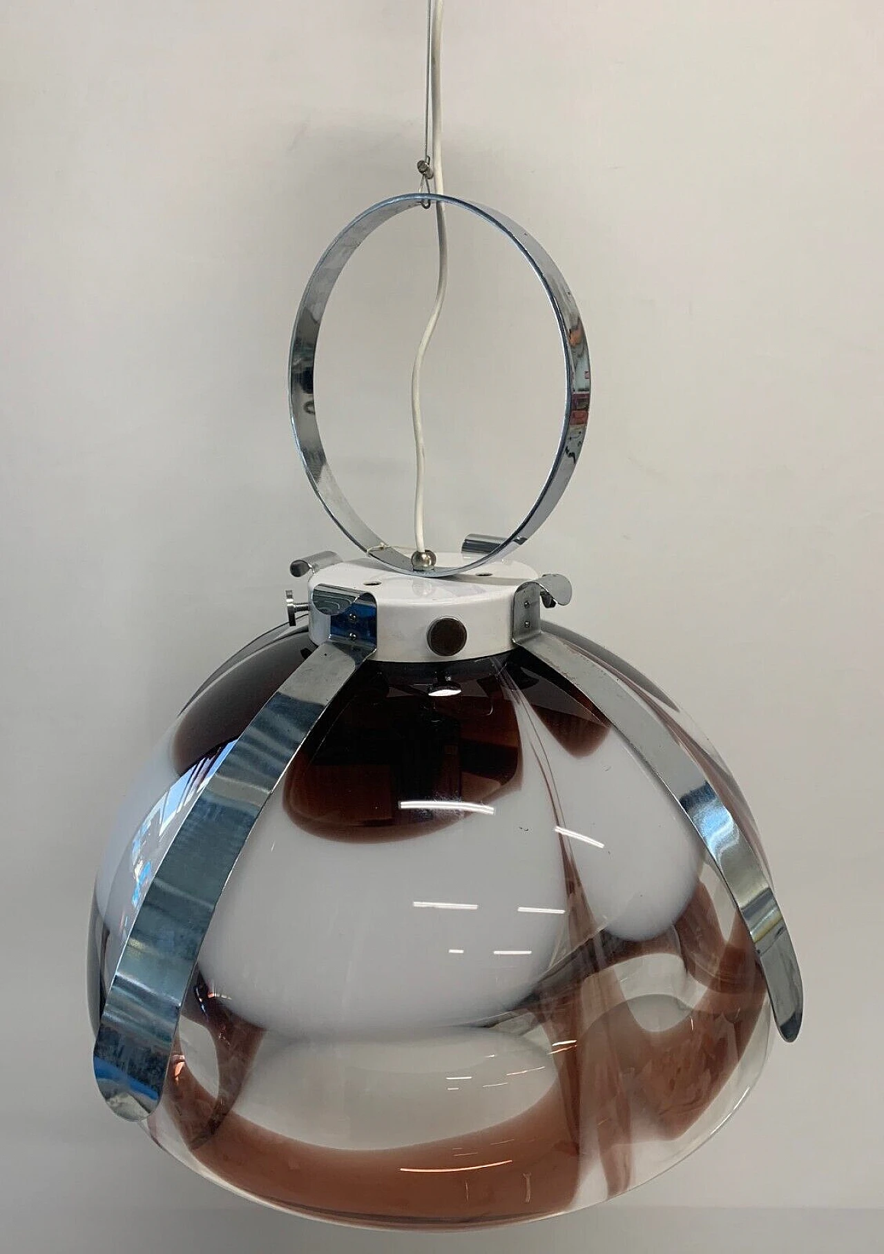 Chandelier with chromed structure, 70s 4