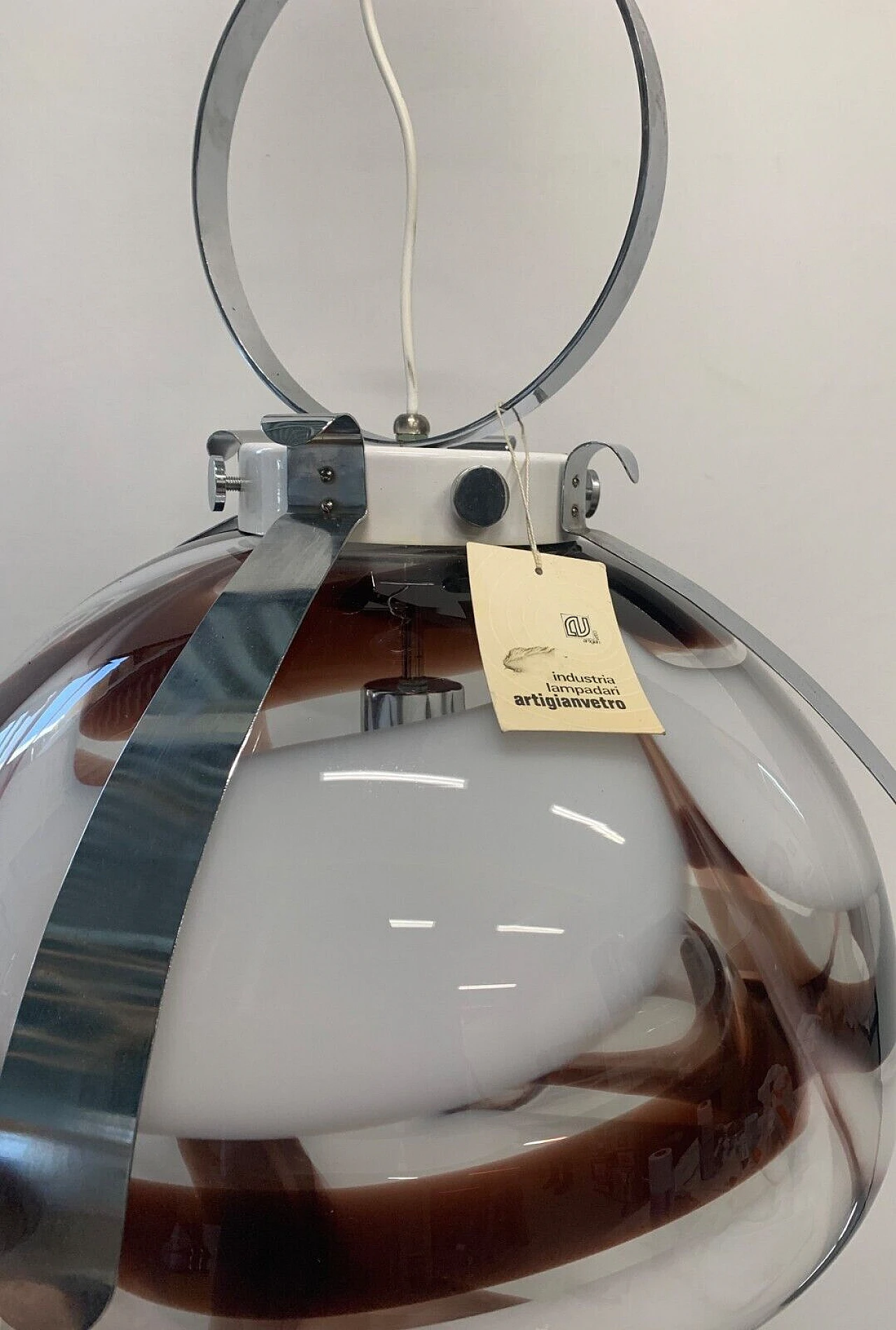 Chandelier with chromed structure, 70s 6