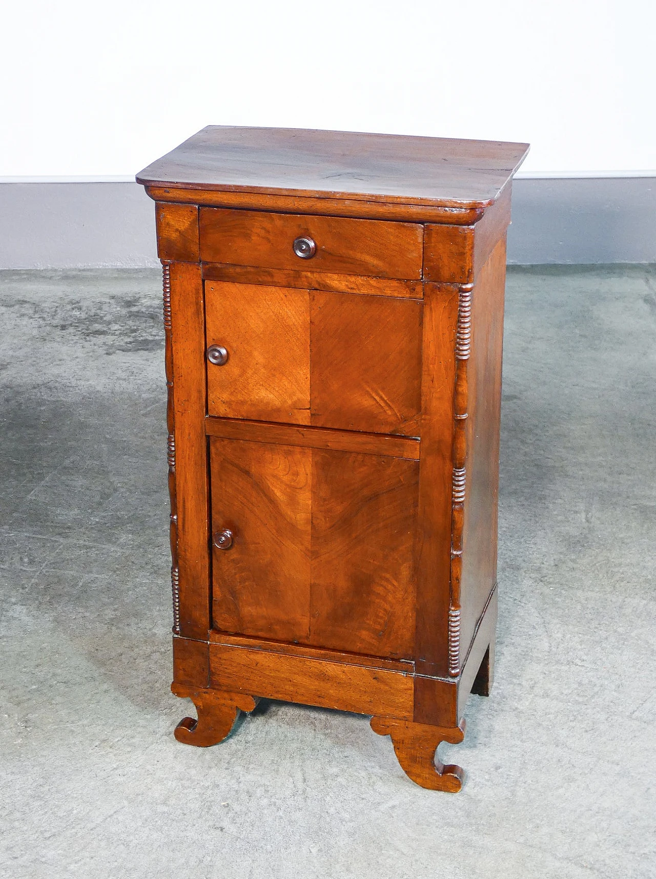 Charles X solid walnut bedside table, mid 19th century 1