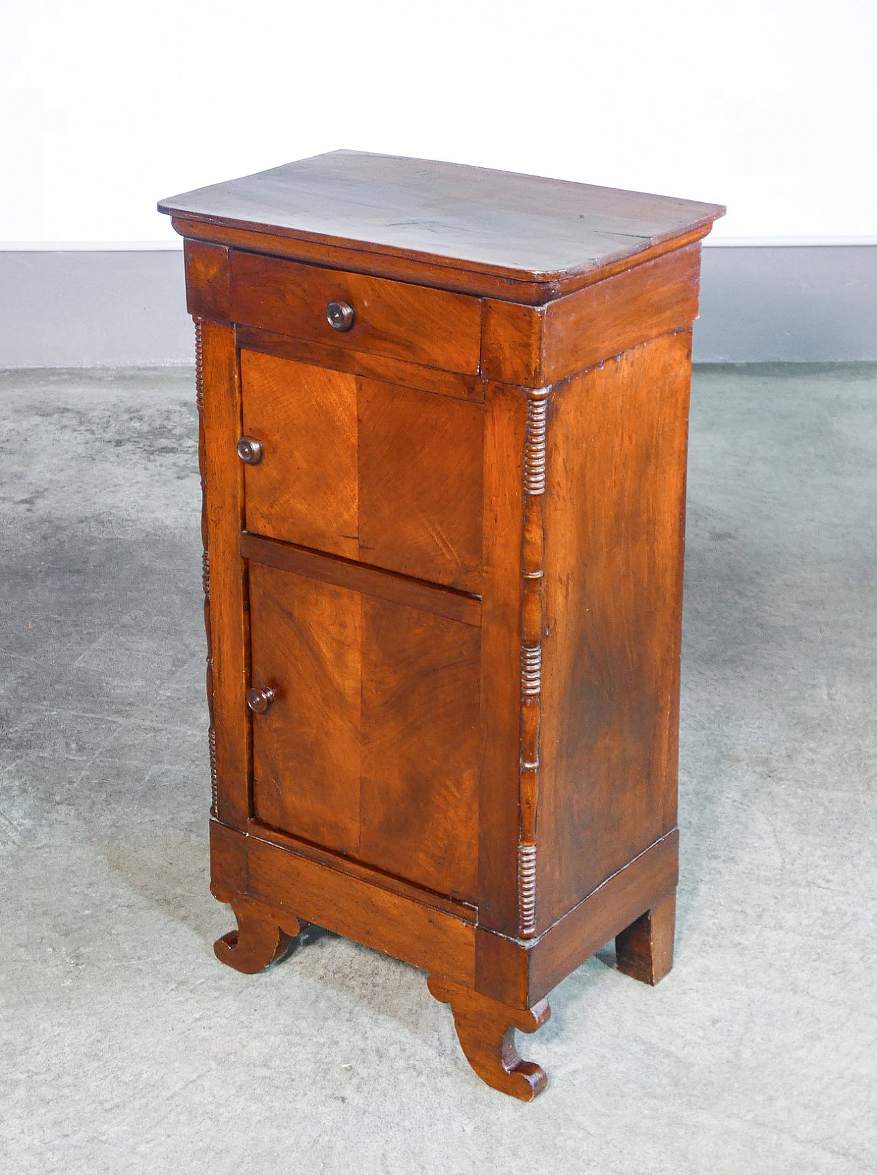 Charles X solid walnut bedside table, mid 19th century 2