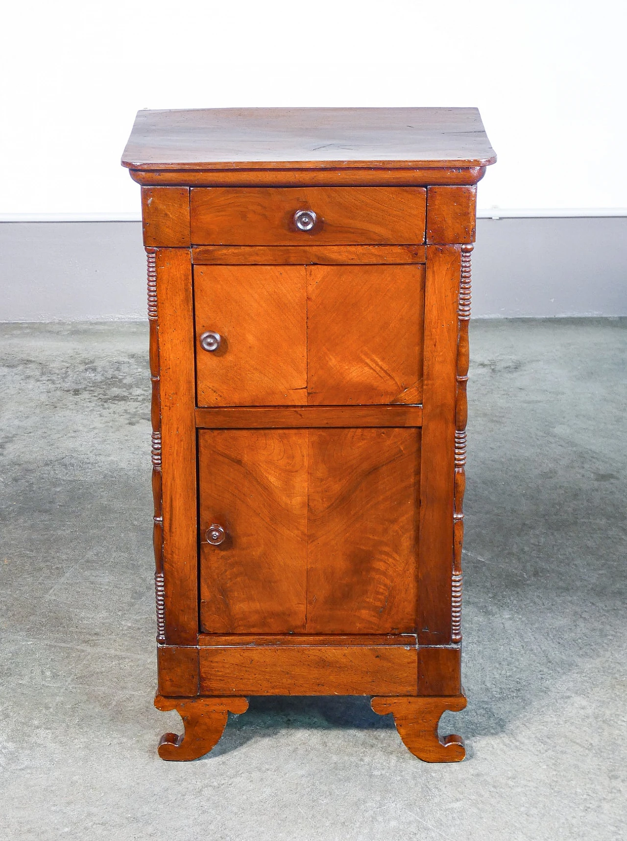 Charles X solid walnut bedside table, mid 19th century 4