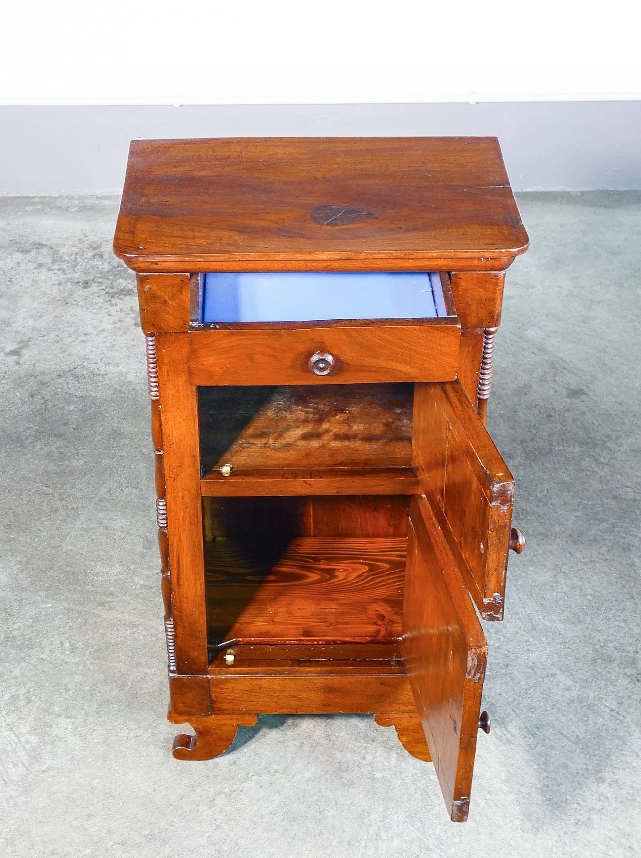 Charles X solid walnut bedside table, mid 19th century 5