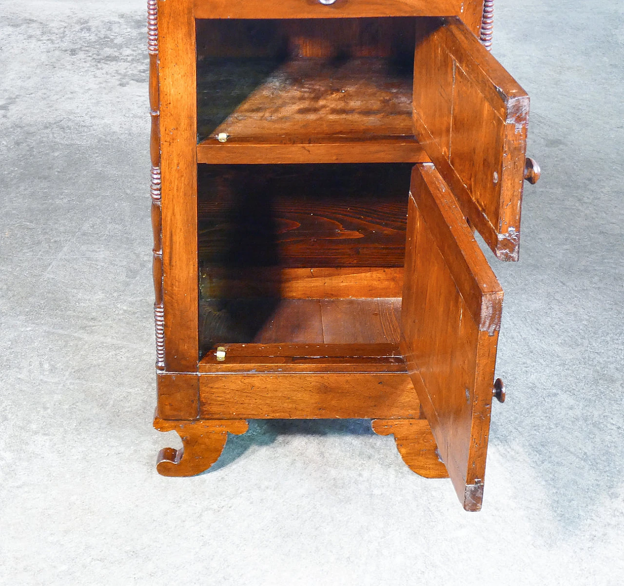 Charles X solid walnut bedside table, mid 19th century 6