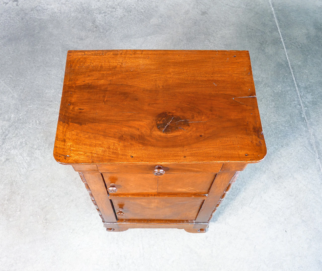 Charles X solid walnut bedside table, mid 19th century 7