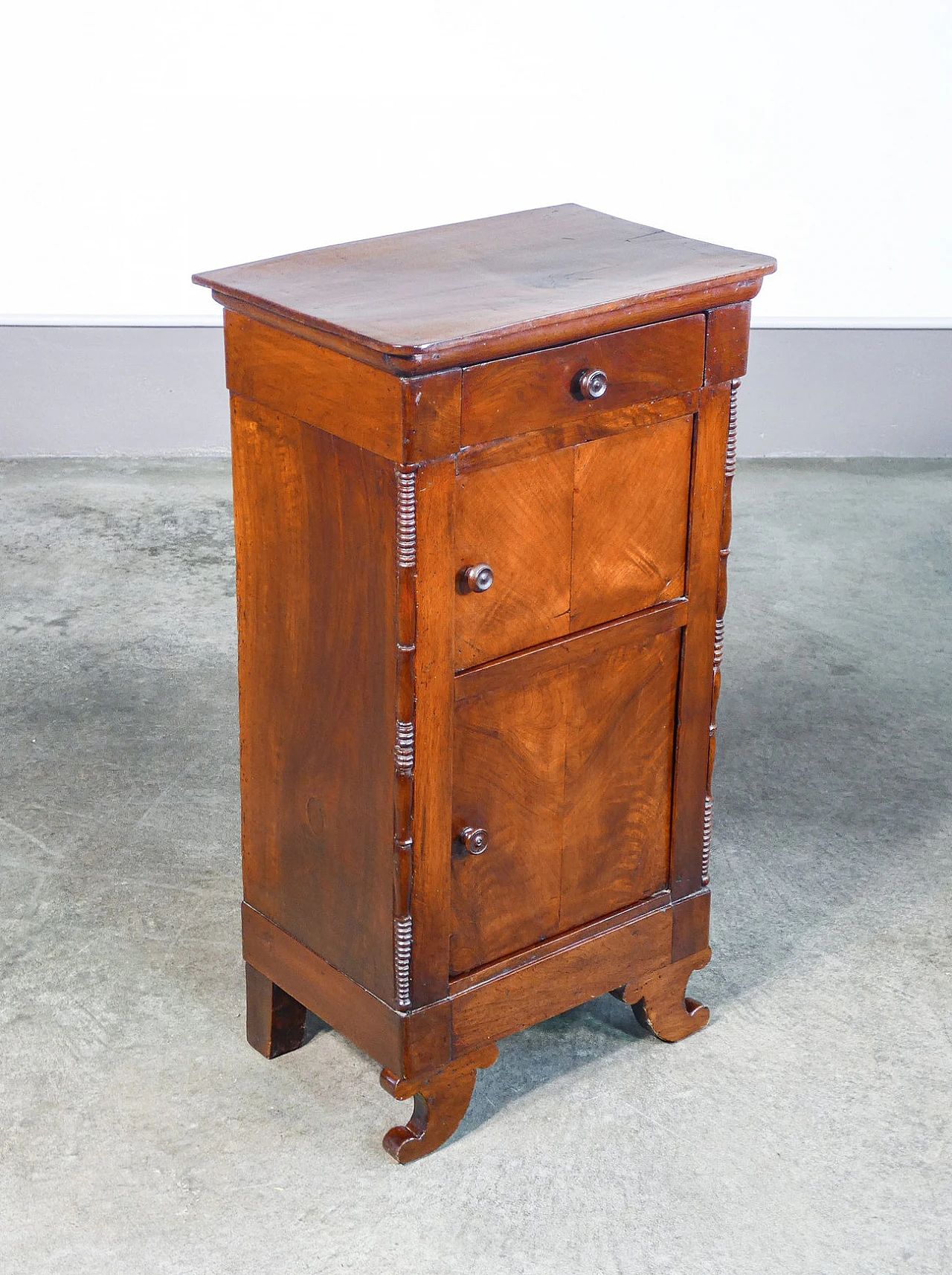 Charles X solid walnut bedside table, mid 19th century 8