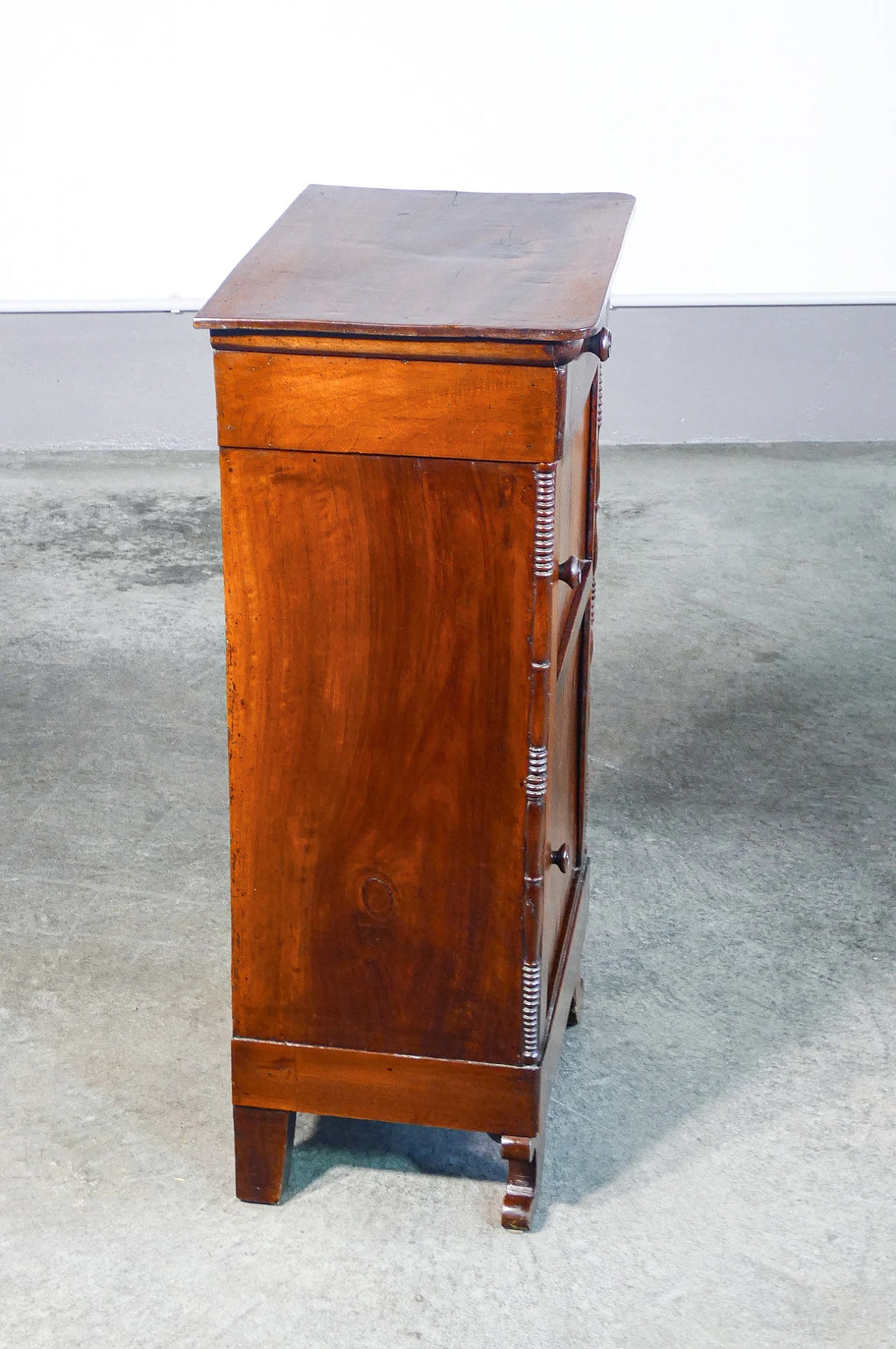 Charles X solid walnut bedside table, mid 19th century 9