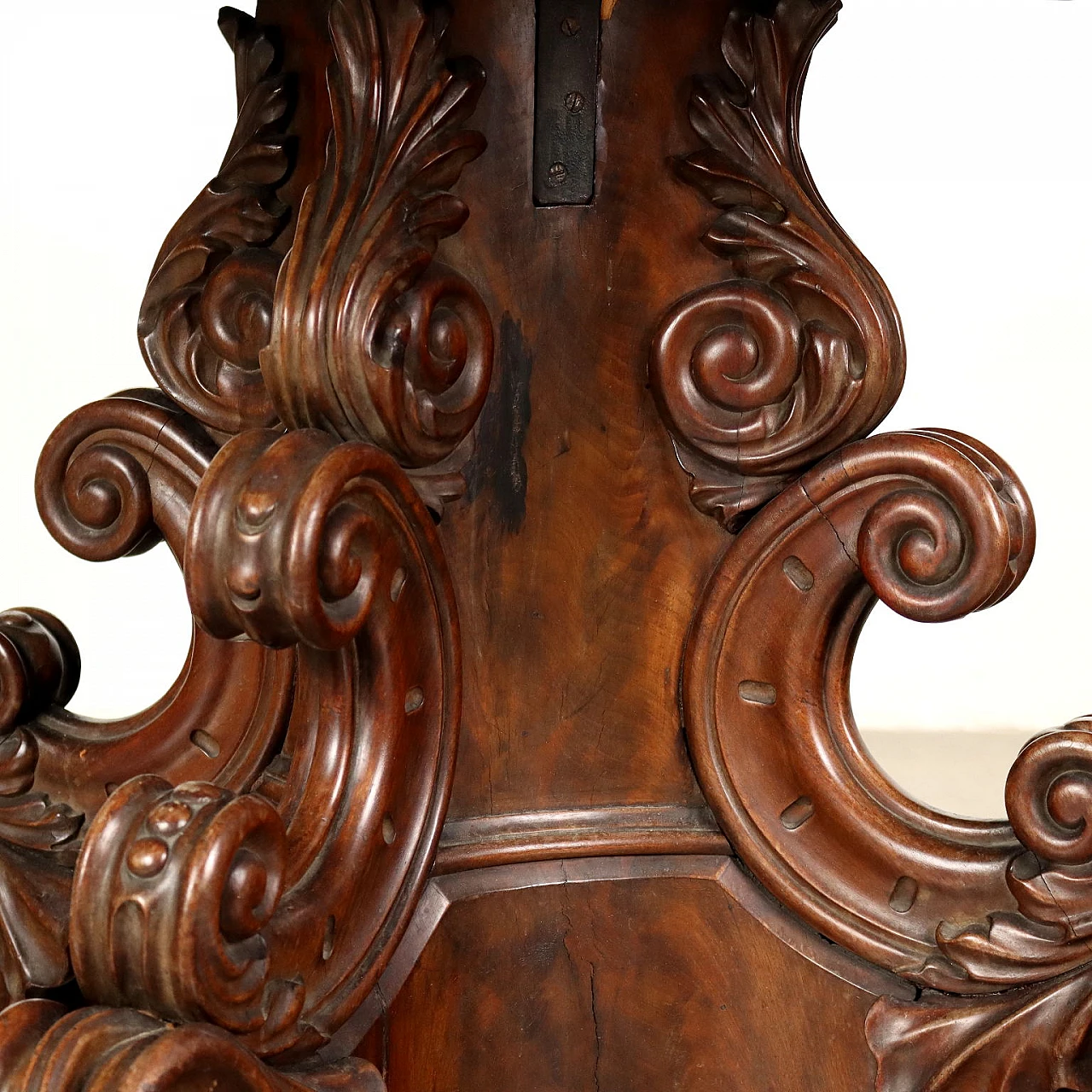 Tavolo rotondo in mogano con piano in marmo Portoro 7