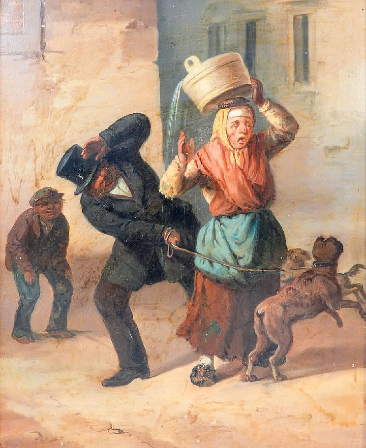 Folk humorous scene, oil painting on canvas, 19th century 3