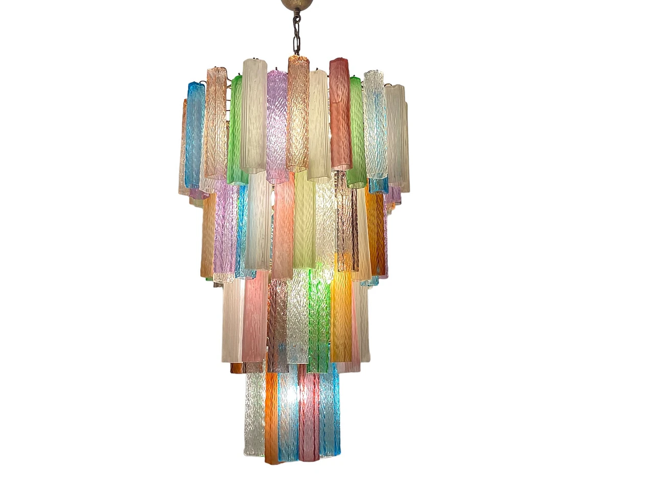 Pop Art chandelier with multicoloured Murano glass tubes, 1970s 1