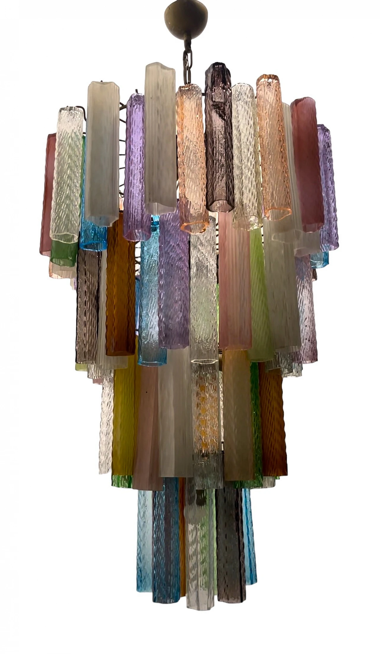 Pop Art chandelier with multicoloured Murano glass tubes, 1970s 2