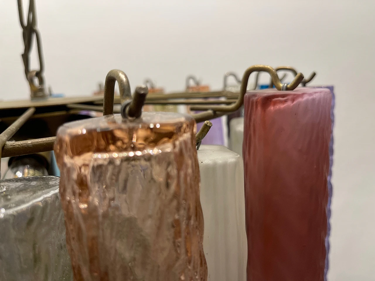 Pop Art chandelier with multicoloured Murano glass tubes, 1970s 4
