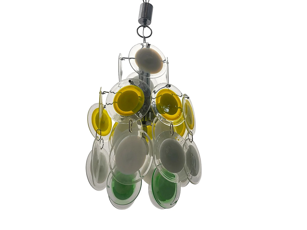 Suspension chandelier with Murano glass discs, 1970s 1