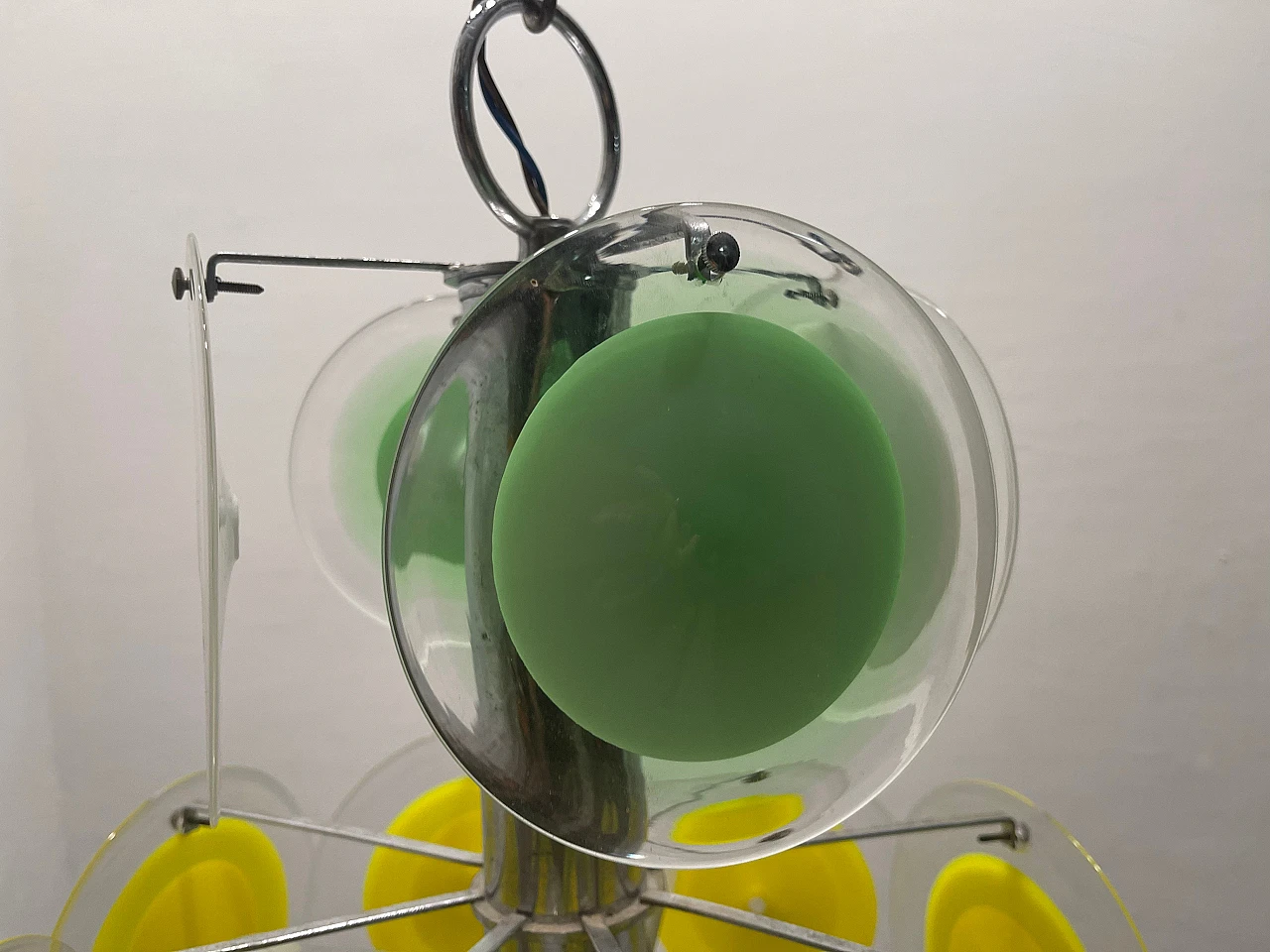 Suspension chandelier with Murano glass discs, 1970s 6