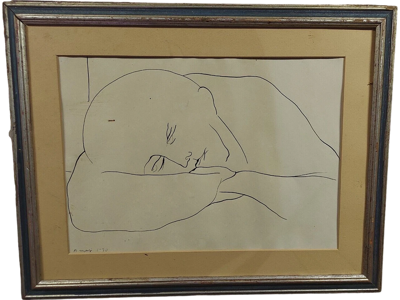 Antonio Manzi, figura, disegno a china su carta, 1970 2