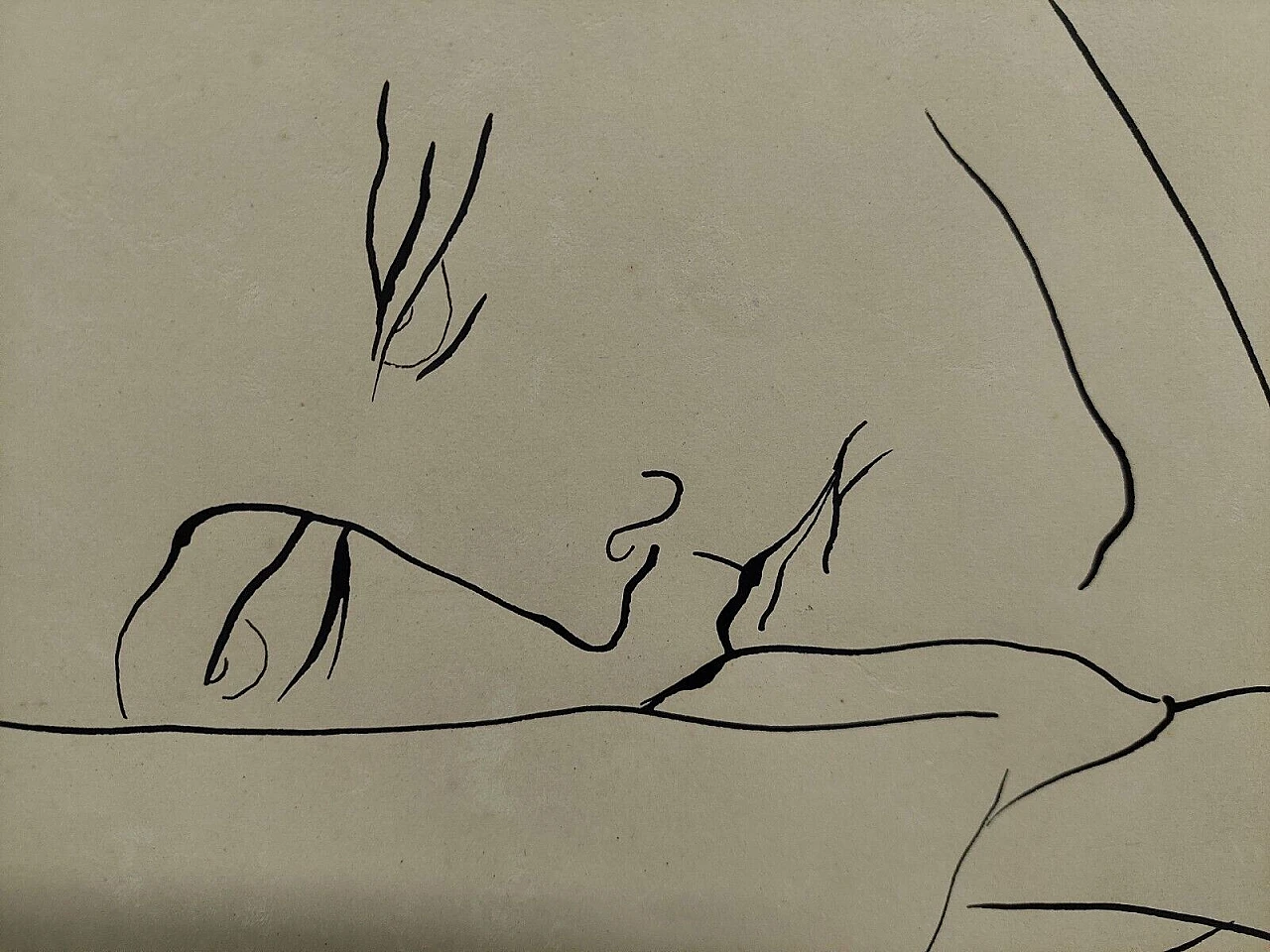 Antonio Manzi, figura, disegno a china su carta, 1970 3