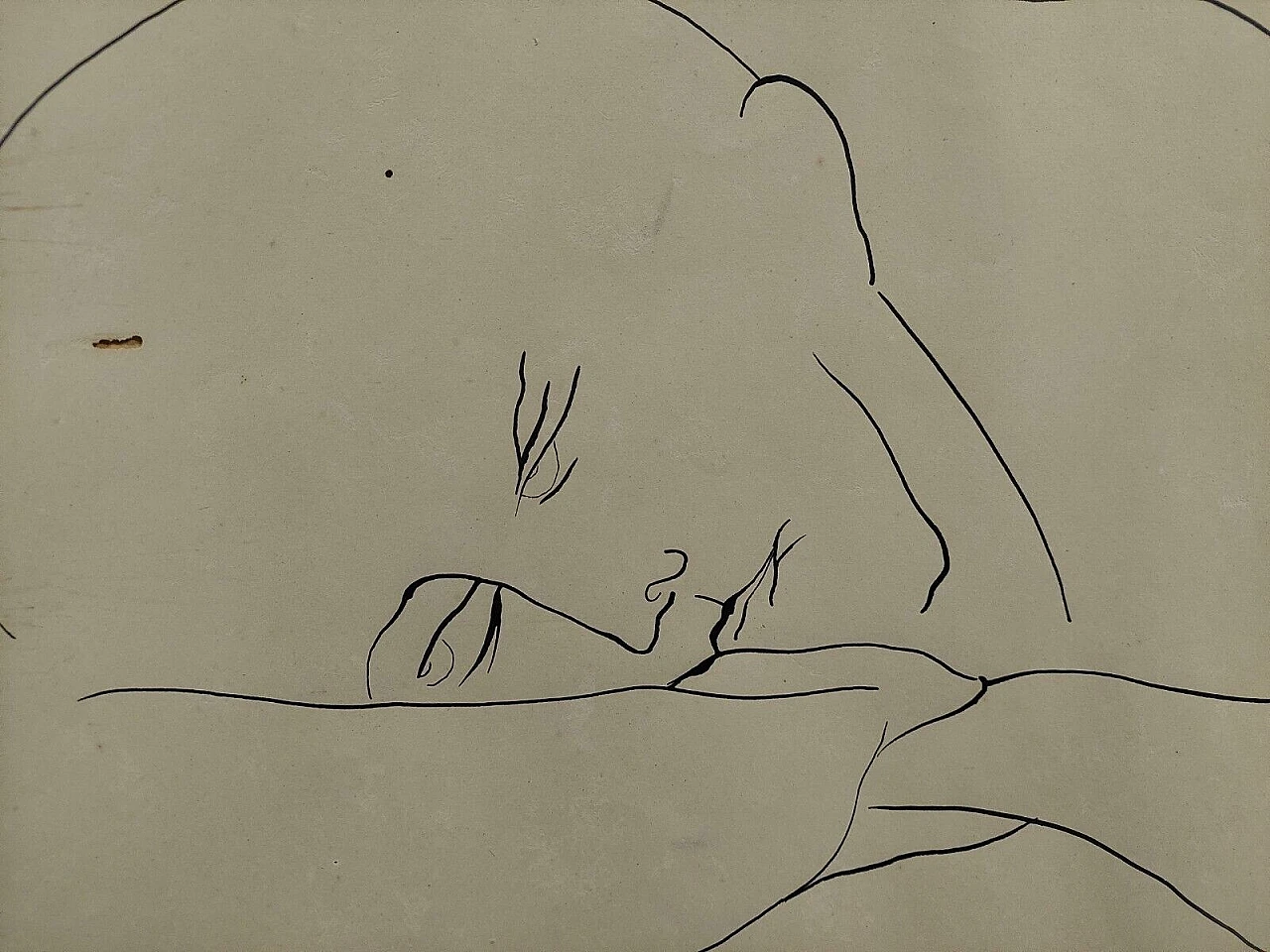 Antonio Manzi, figura, disegno a china su carta, 1970 4