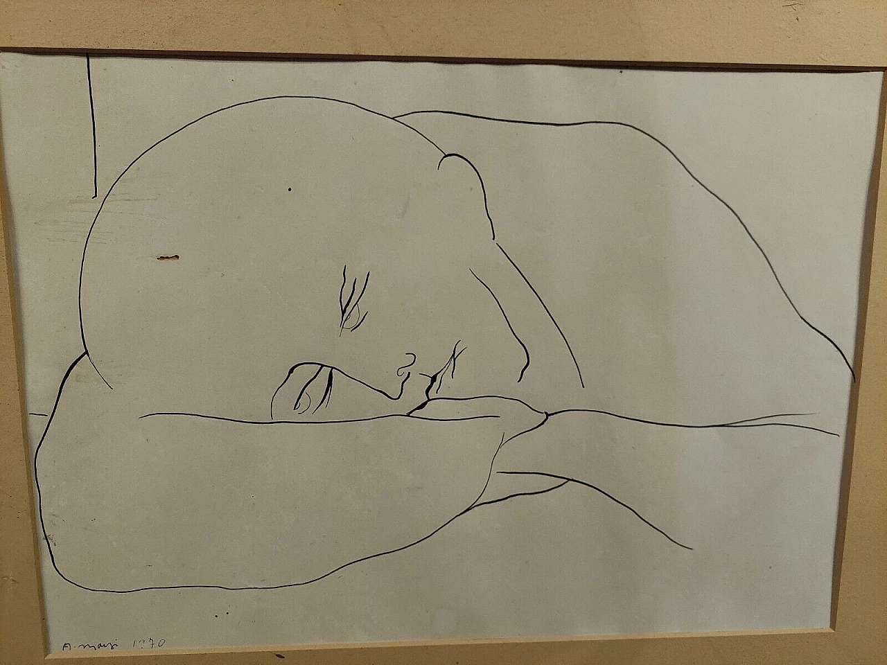 Antonio Manzi, figura, disegno a china su carta, 1970 7