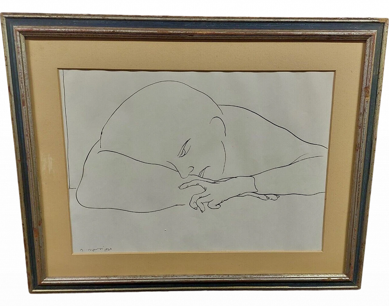 Antonio Manzi, ritratto, disegno a china su carta, 1970 2