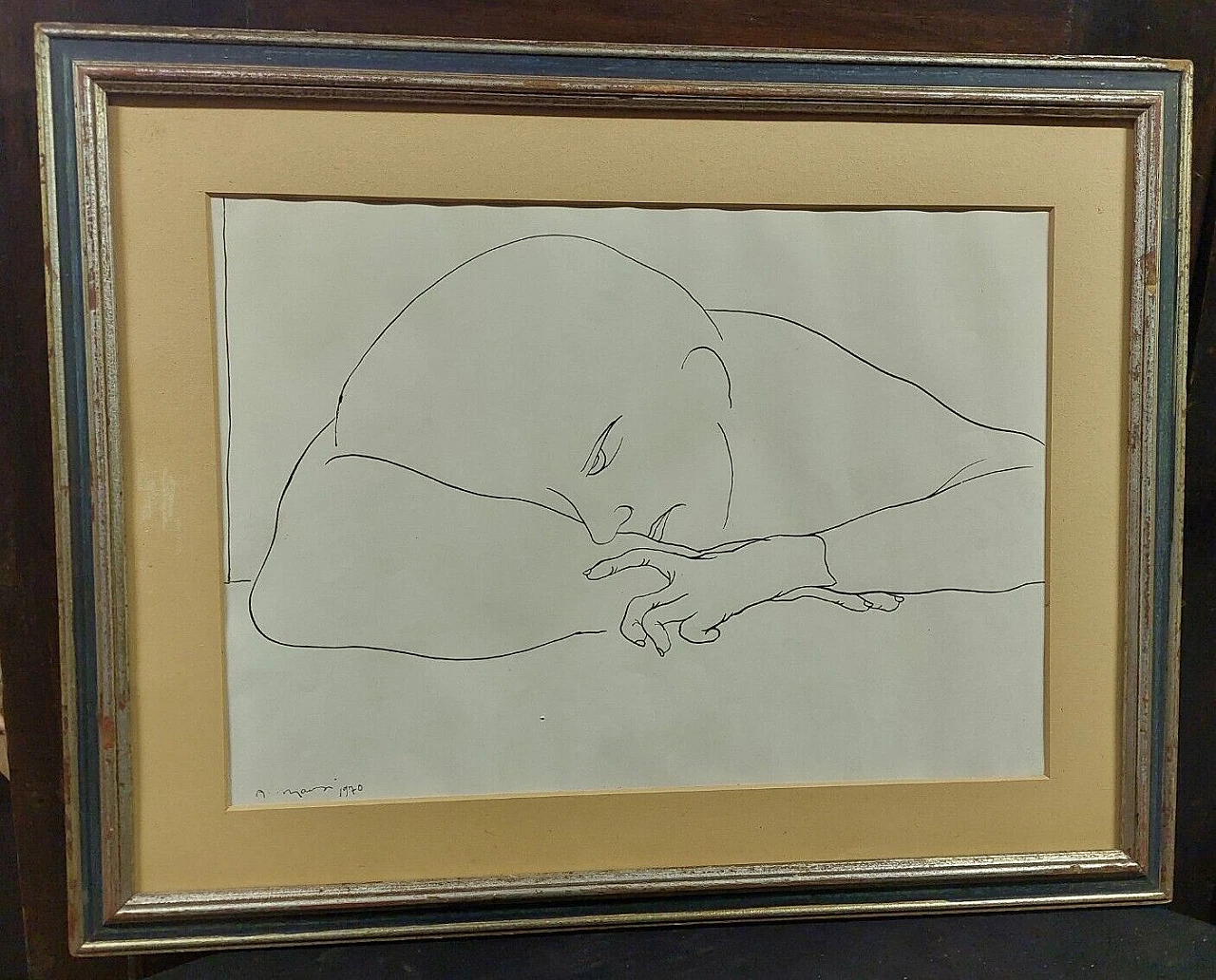 Antonio Manzi, ritratto, disegno a china su carta, 1970 3