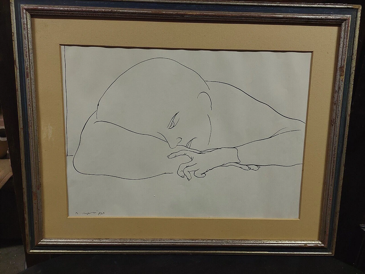 Antonio Manzi, ritratto, disegno a china su carta, 1970 7