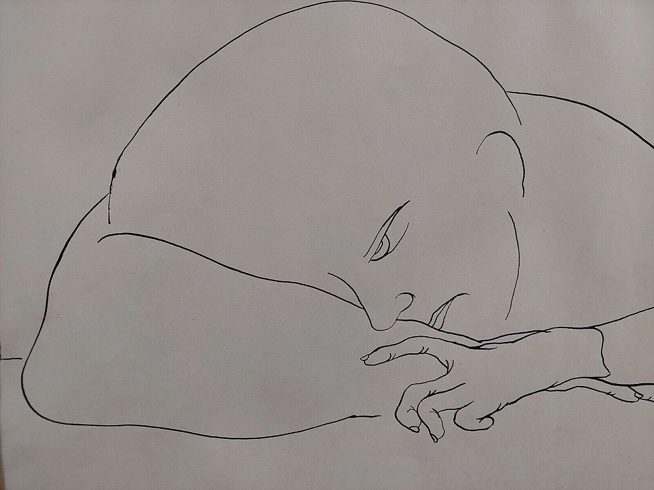 Antonio Manzi, ritratto, disegno a china su carta, 1970 8