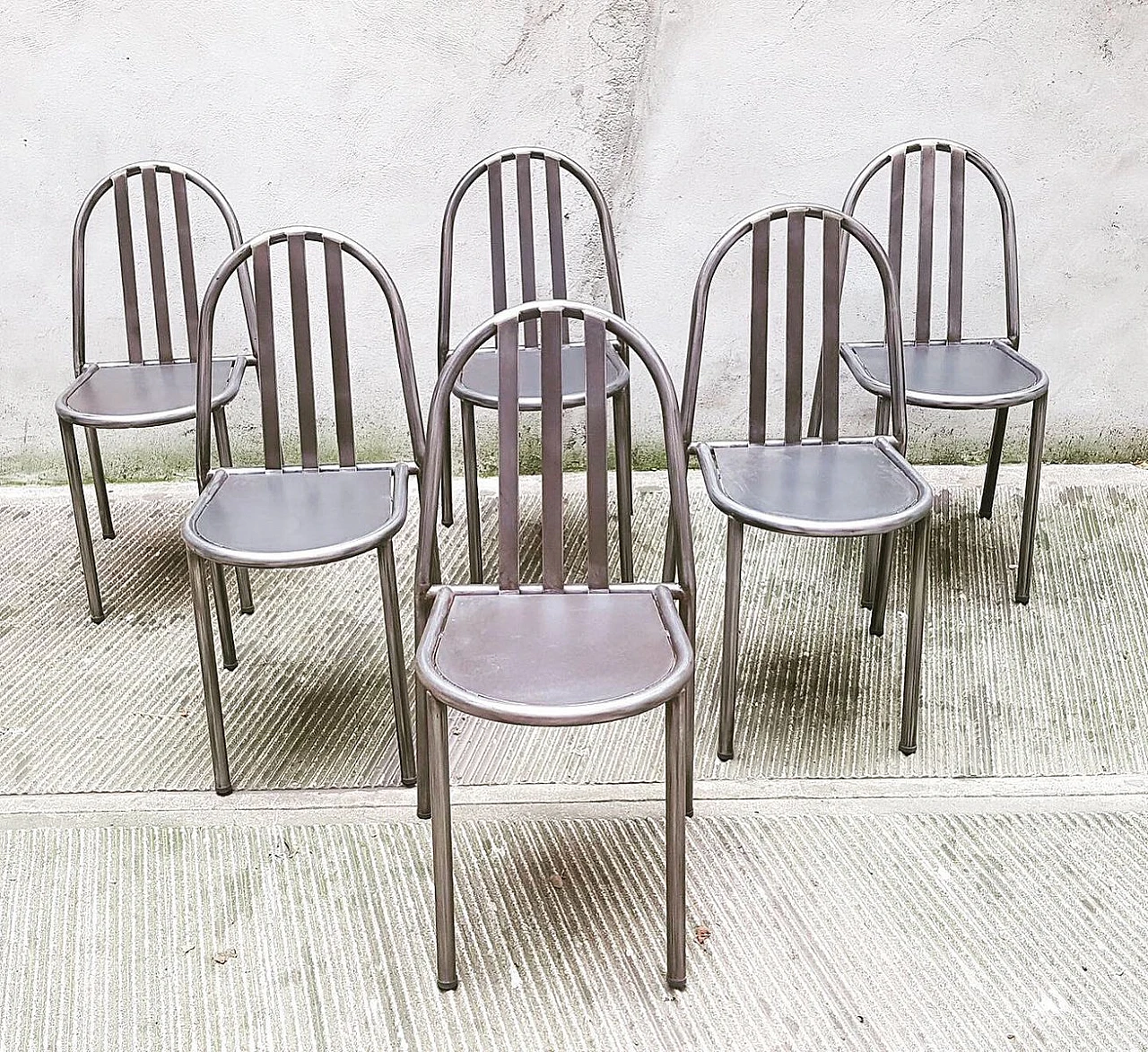 6 Dining chairs in iron by Robert Mallet-Stevens, 1950s 1