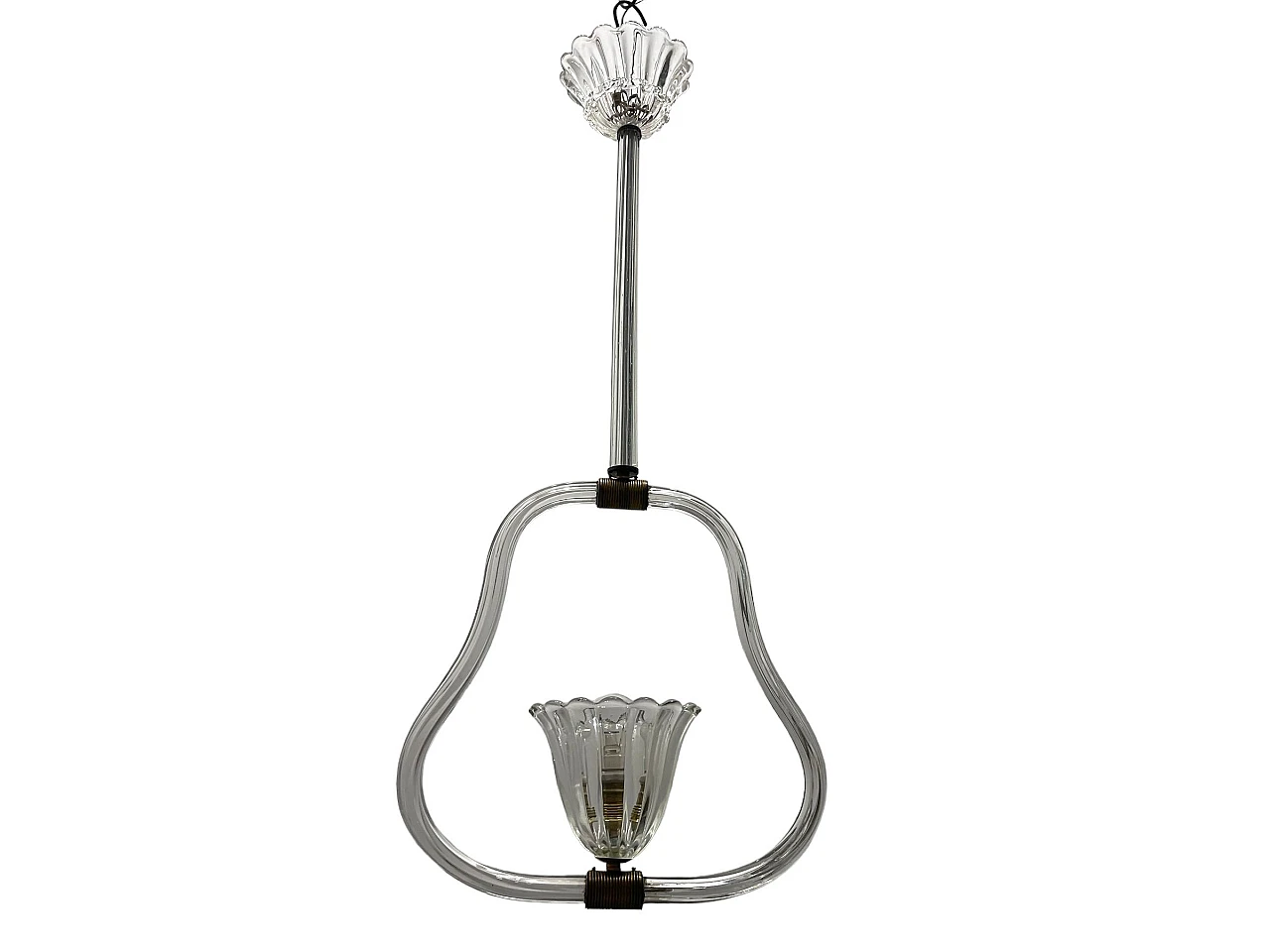 Lampadario in vetro di Murano trasparente di Barovier & Toso, anni '50 1