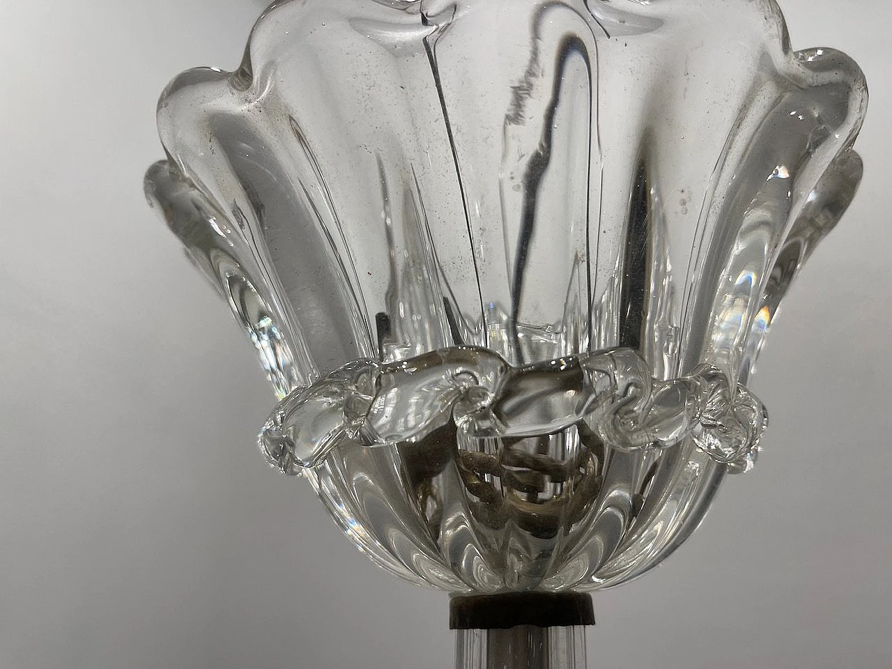 Lampadario in vetro di Murano trasparente di Barovier & Toso, anni '50 4