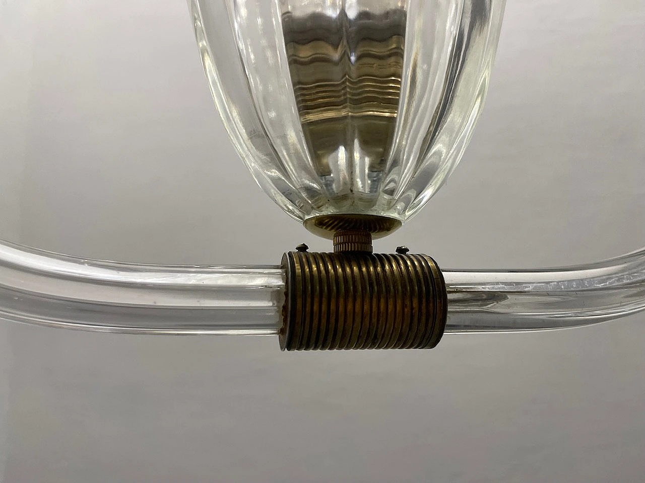 Lampadario in vetro di Murano trasparente di Barovier & Toso, anni '50 6