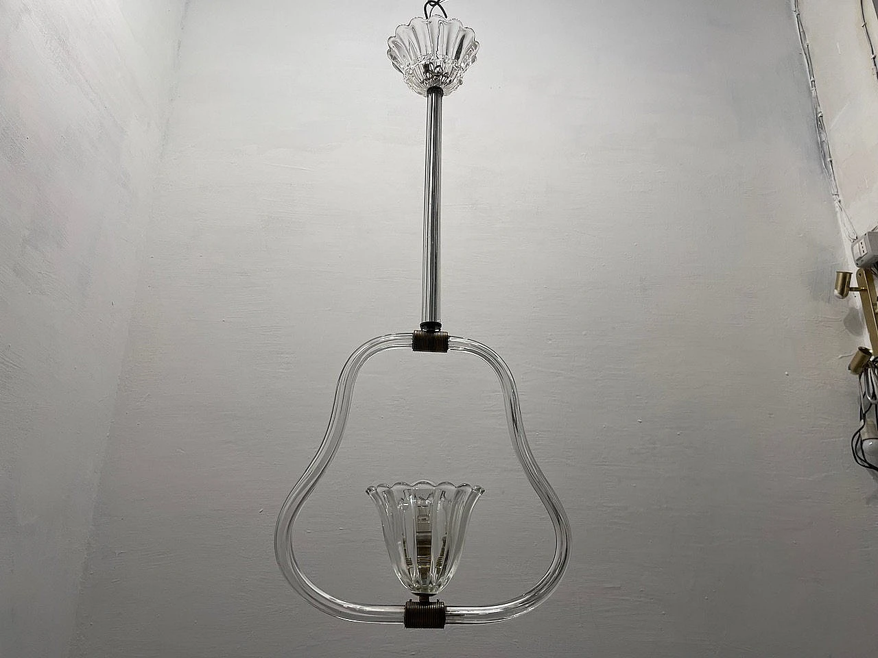 Lampadario in vetro di Murano trasparente di Barovier & Toso, anni '50 7