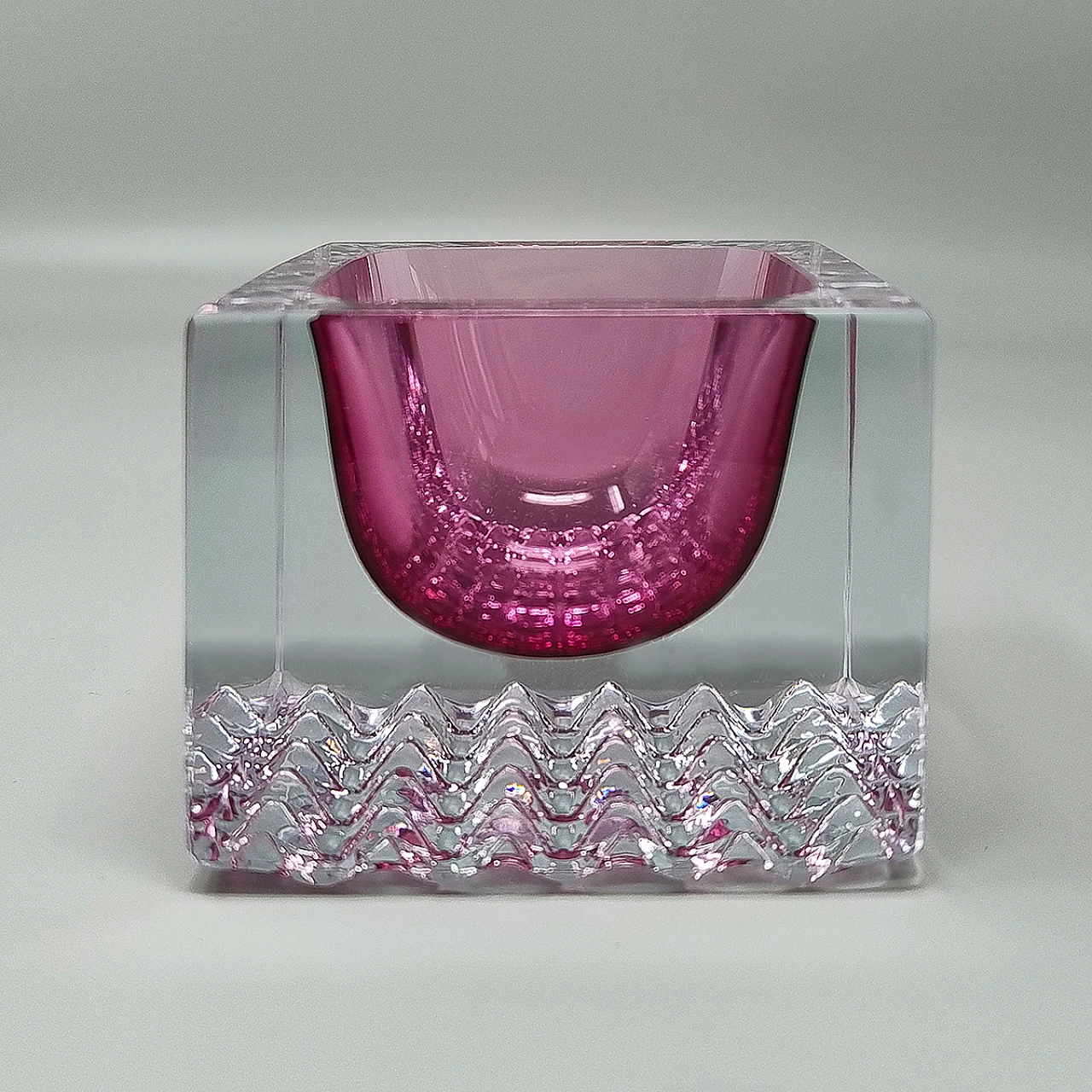 Pink Murano glass ashtray by Flavio Poli for Seguso, 1960s 3