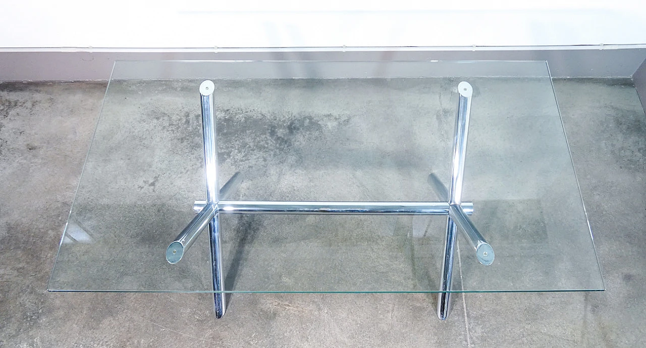 Table with glass top and chrome-plated metal frame, 1970s 4