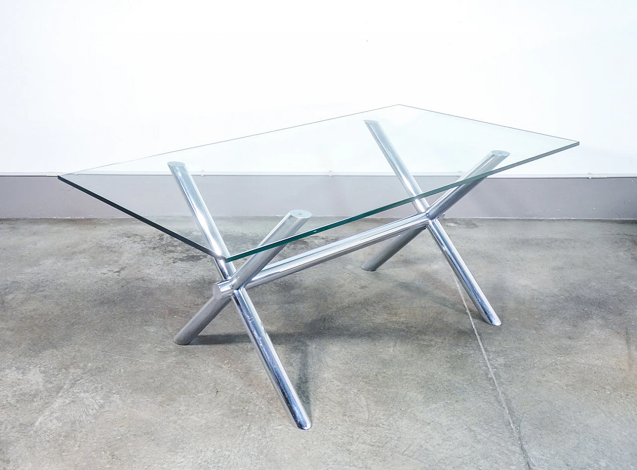 Table with glass top and chrome-plated metal frame, 1970s 5