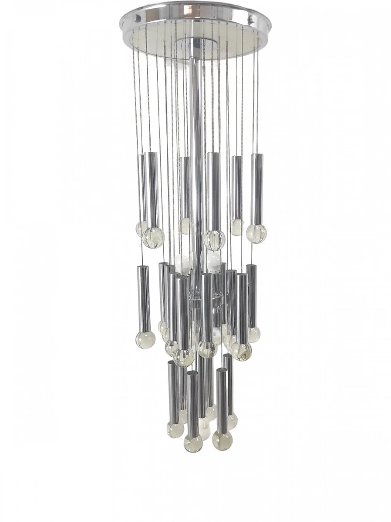 Lampadario a 24 luci in metallo attribuito a Sciolari, anni '70 3