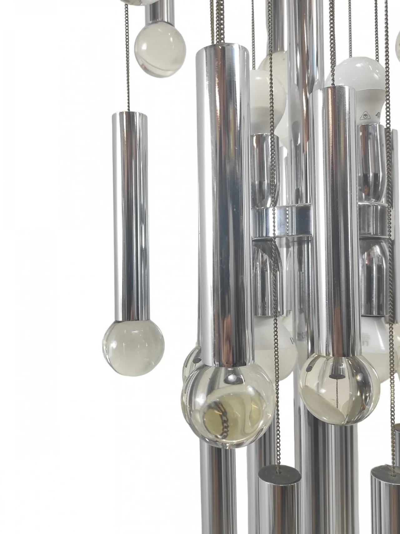 Lampadario a 24 luci in metallo attribuito a Sciolari, anni '70 5