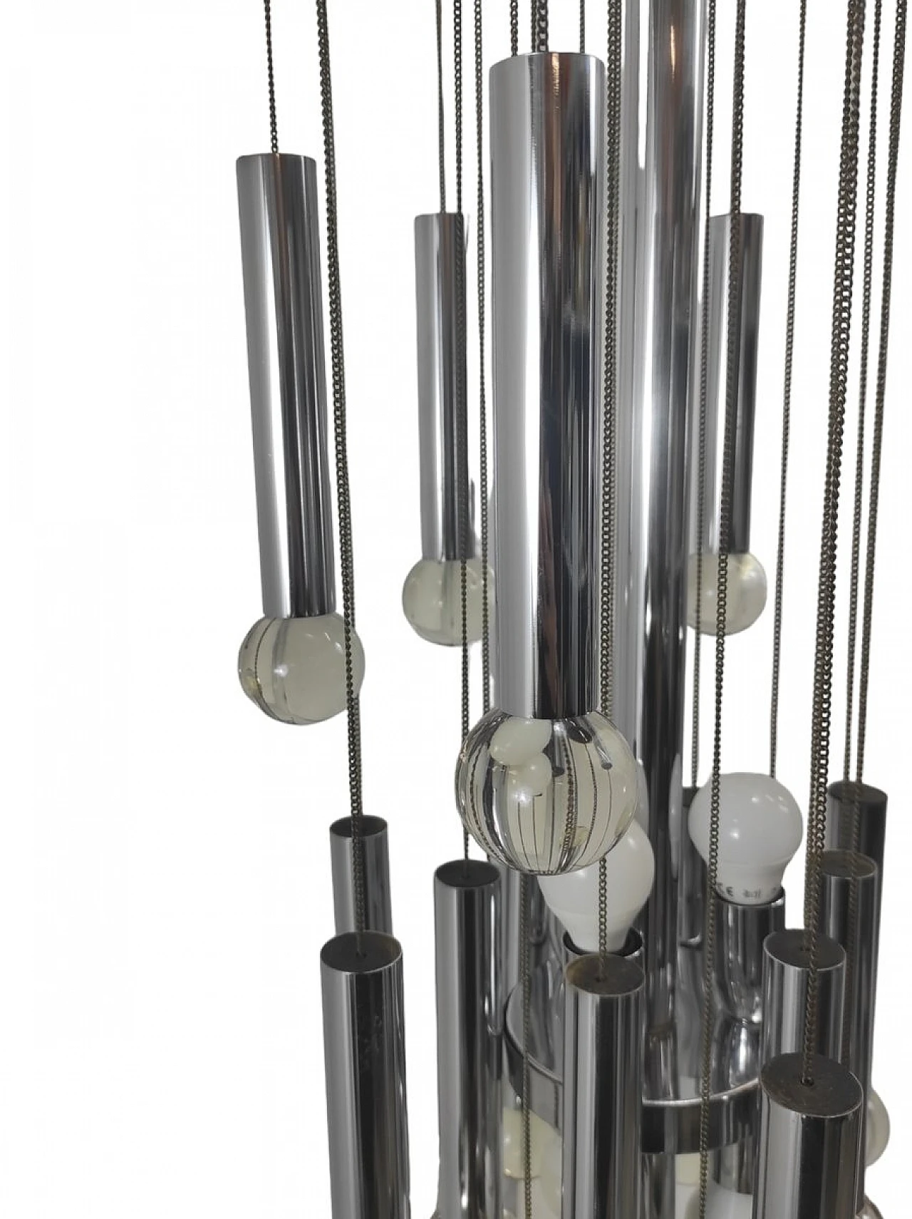 Lampadario a 24 luci in metallo attribuito a Sciolari, anni '70 9